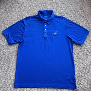 adidas Royal Blue Polo Shirt Large with The Bog logo